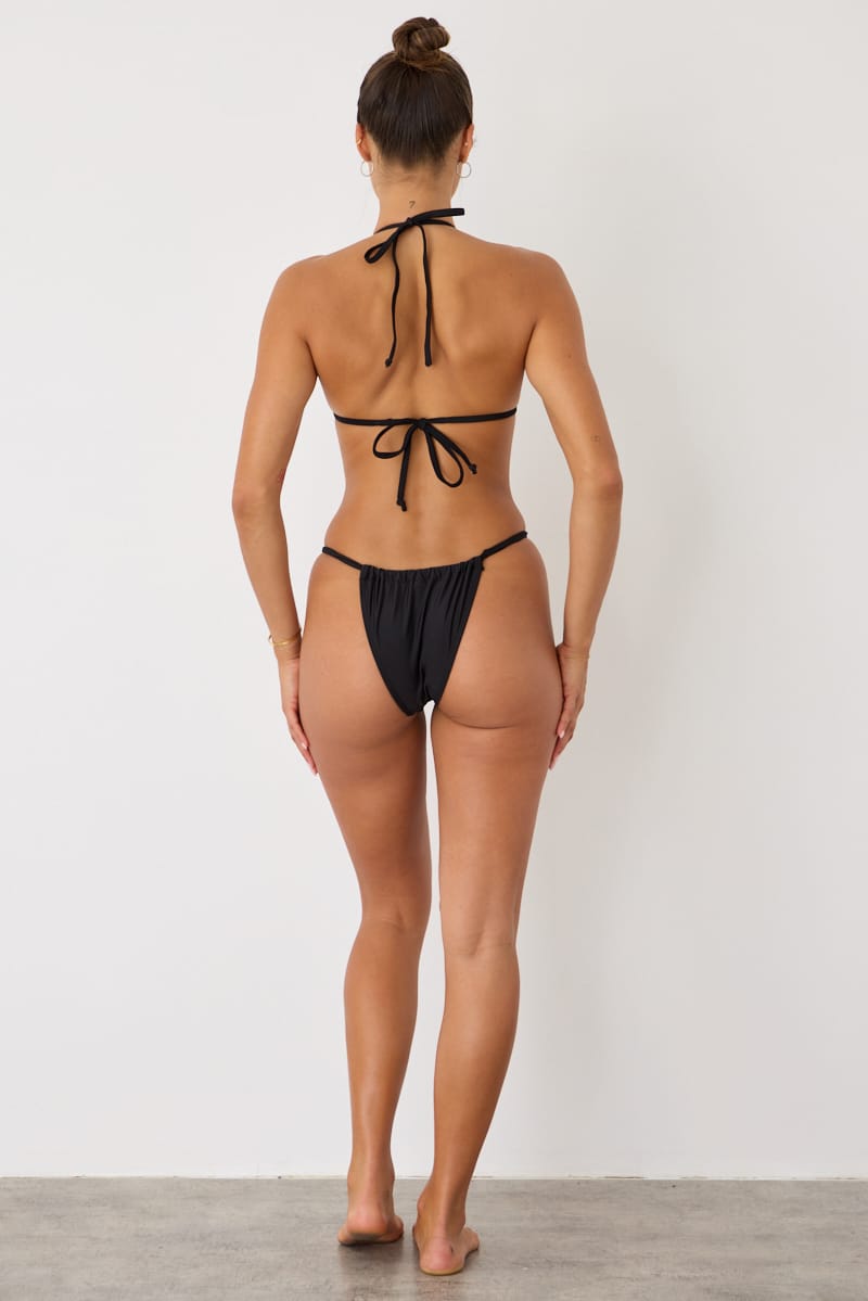Black Polka Dot Tie Back Bikini Set for Ally Fashion