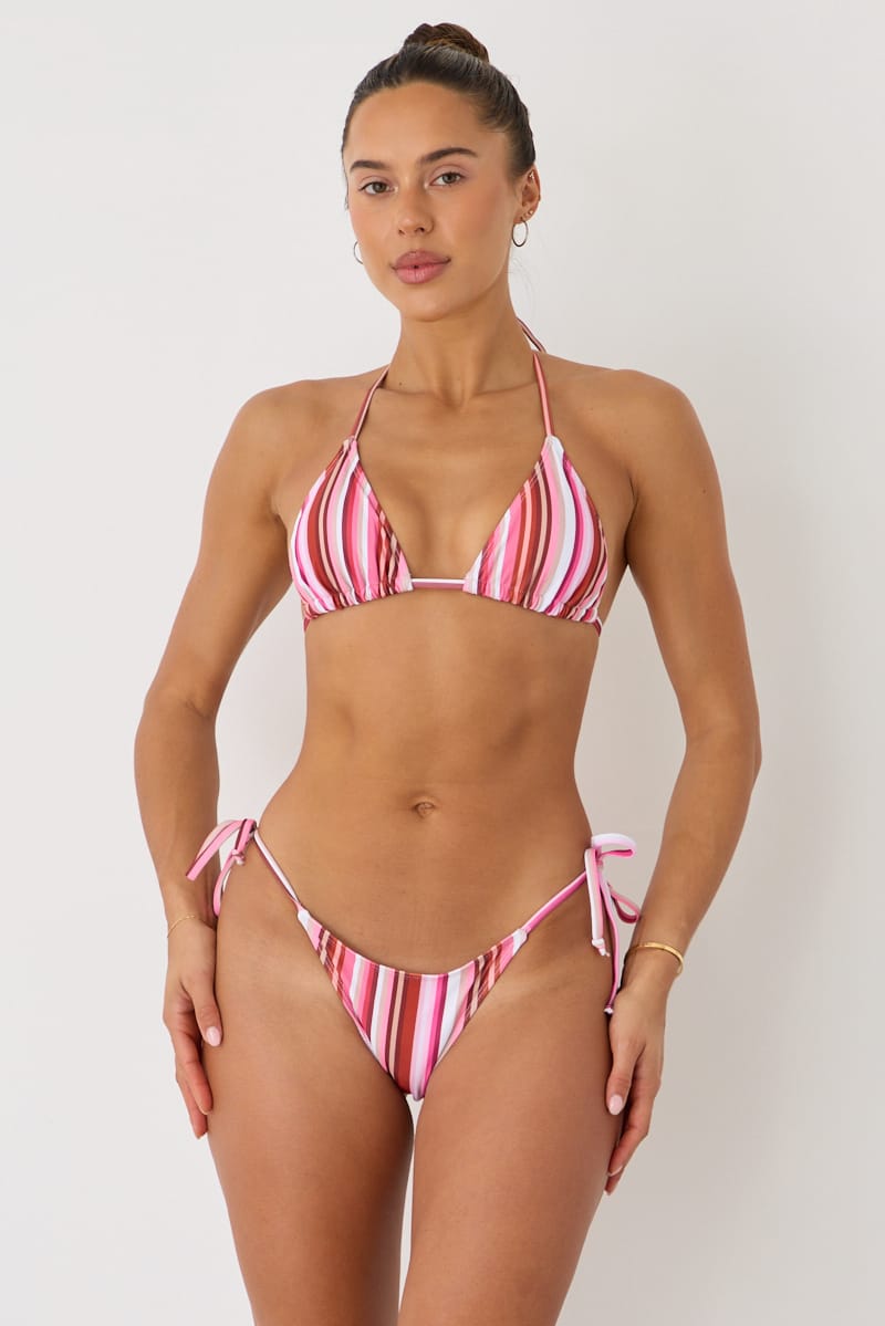 Multi Stripe Triangle Bikini Set for Ally Fashion