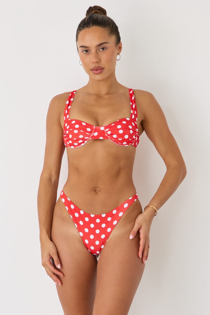 Red Polka Dot Underwire Bikini Set for Ally Fashion
