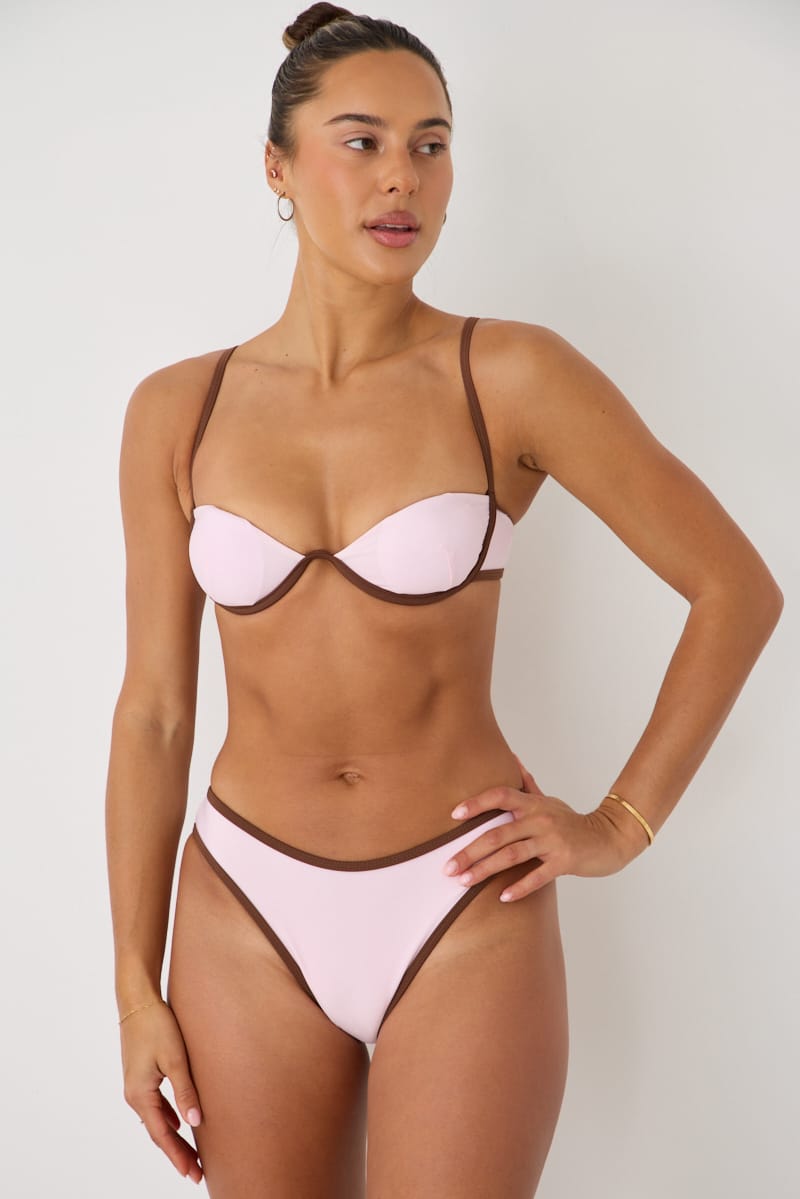 Pink Contrast Underwire Bikini Set for Ally Fashion