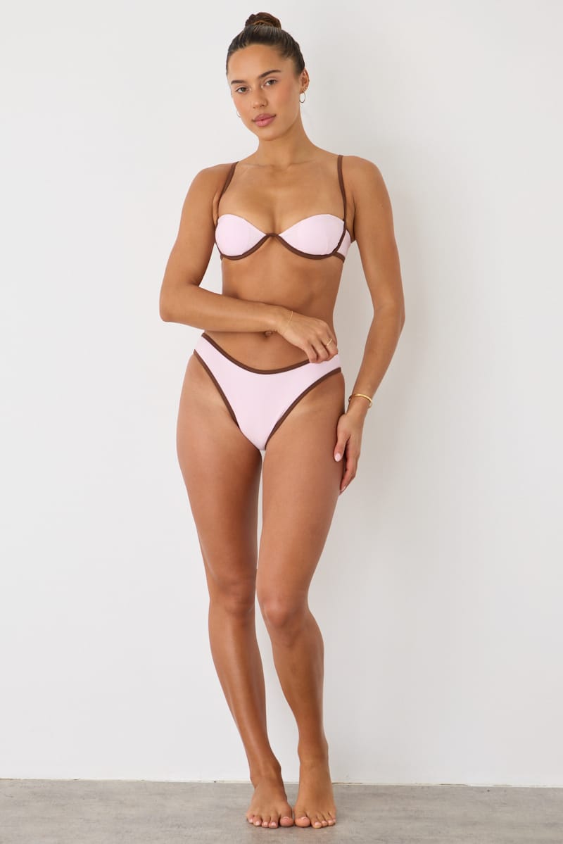 Pink Contrast Underwire Bikini Set for Ally Fashion