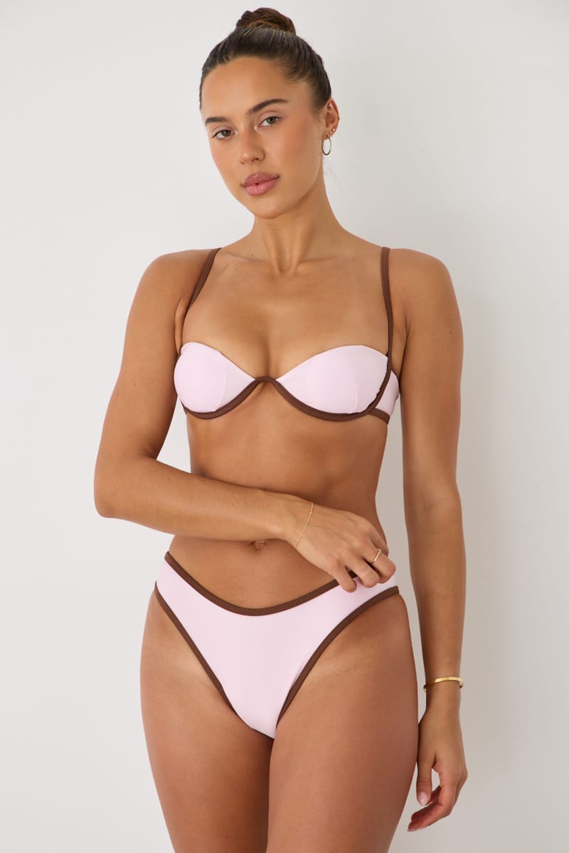 Pink Contrast Underwire Bikini Set for Ally Fashion