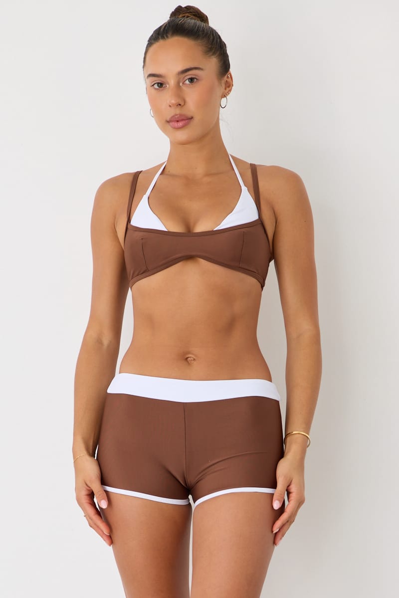 Brown Contrast Bikini Set for Ally Fashion