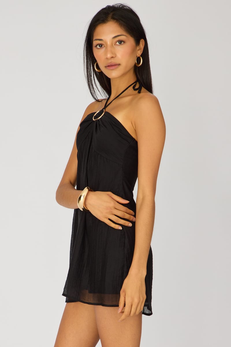 Black Halter Mini Dress for Ally Fashion