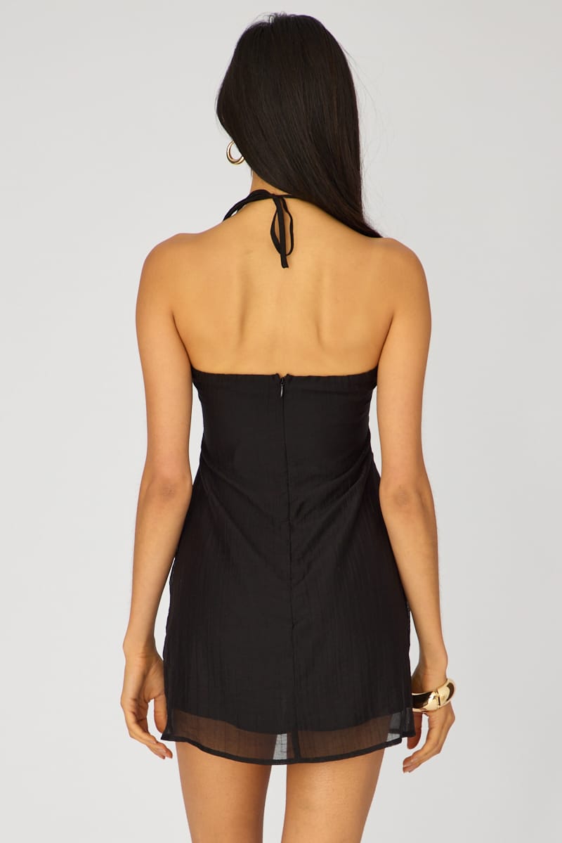 Black Halter Mini Dress for Ally Fashion