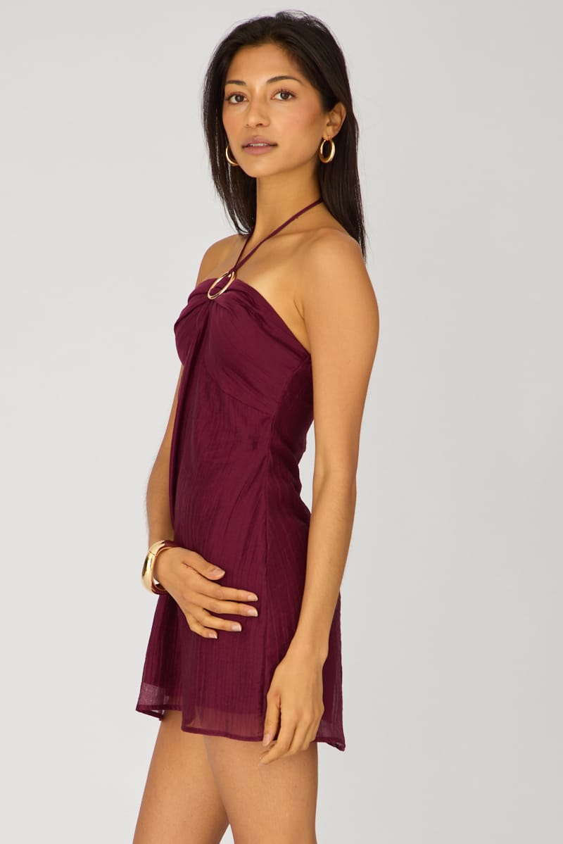 Purple Halter Mini Dress for Ally Fashion