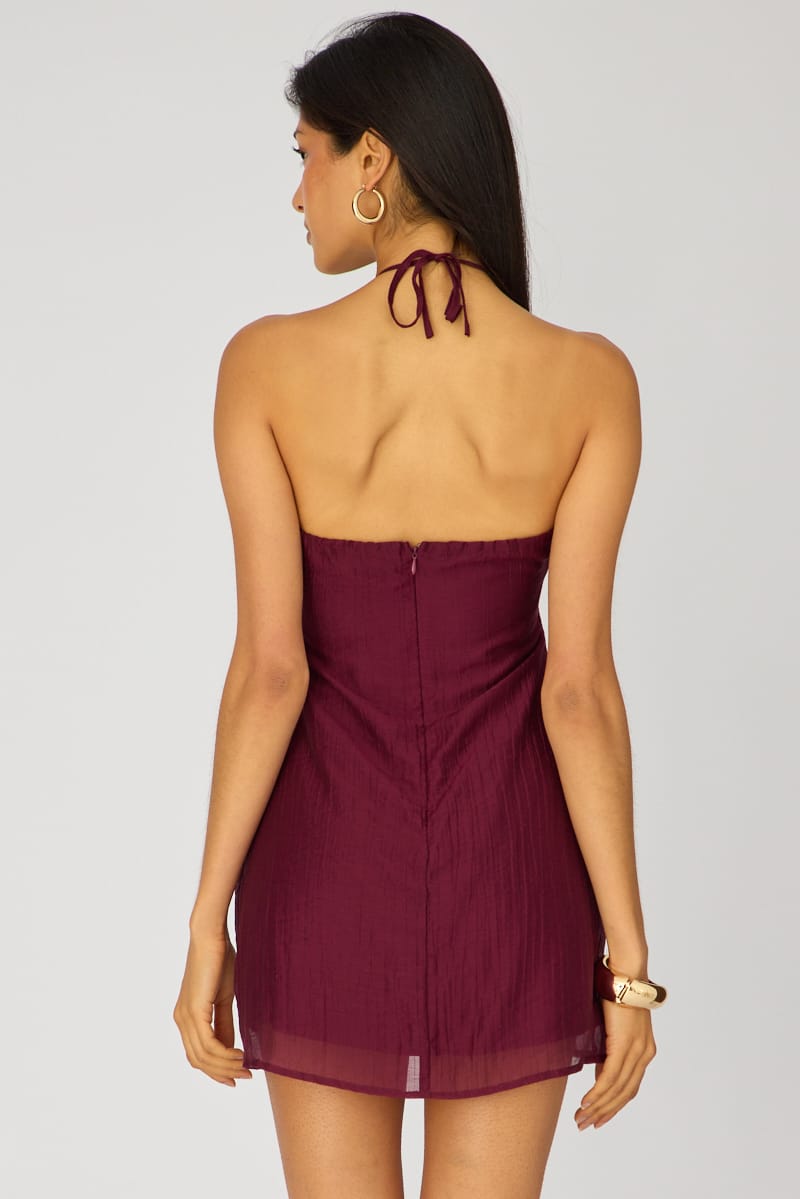 Purple Halter Mini Dress for Ally Fashion