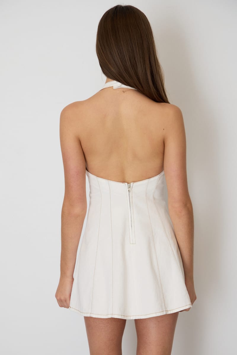 White Halter Neck Mini Dress for Ally Fashion