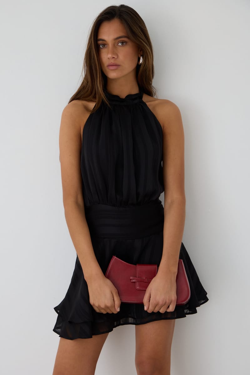 Black Halter Neck Dress Mini for Ally Fashion