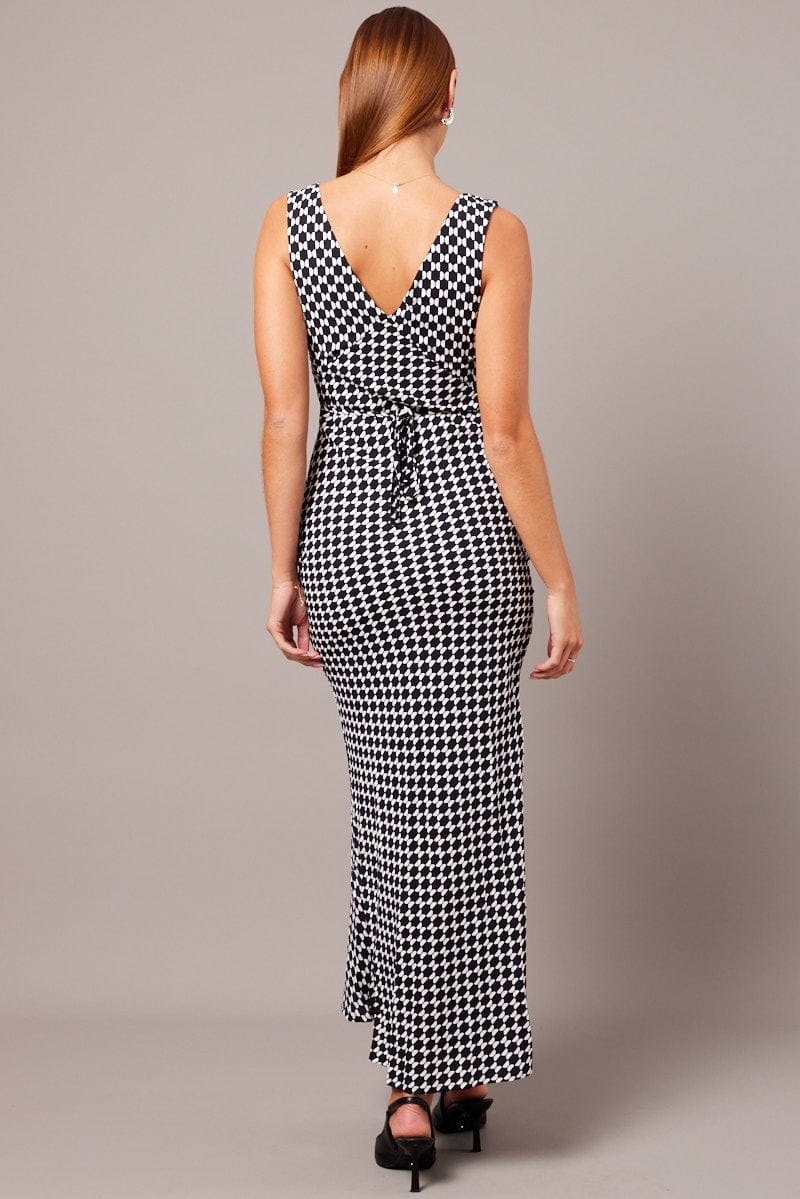 Black Geo Slip Dress Maxi for Ally Fashion