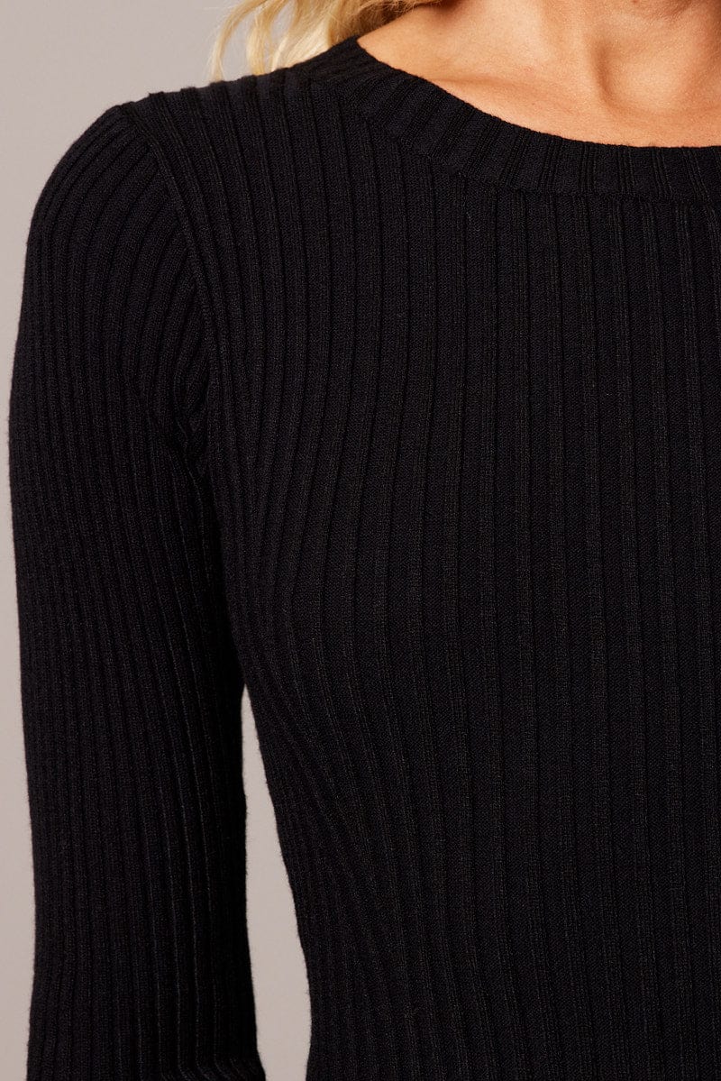 Black Knit Dress Long Sleeve for Ally Fashion