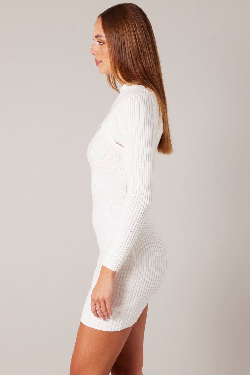 White Knit Dress and Shrug Set Mini for Ally Fashion