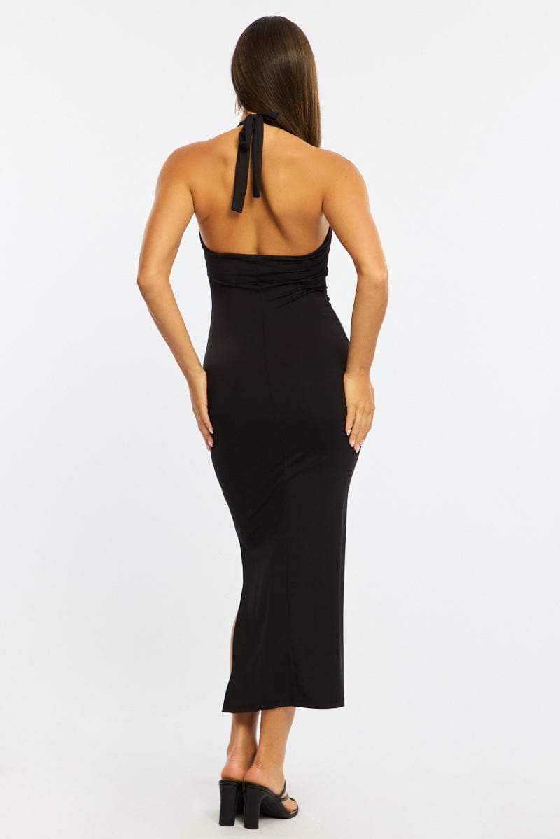Black Bodycon Dress Halter Neck for Ally Fashion