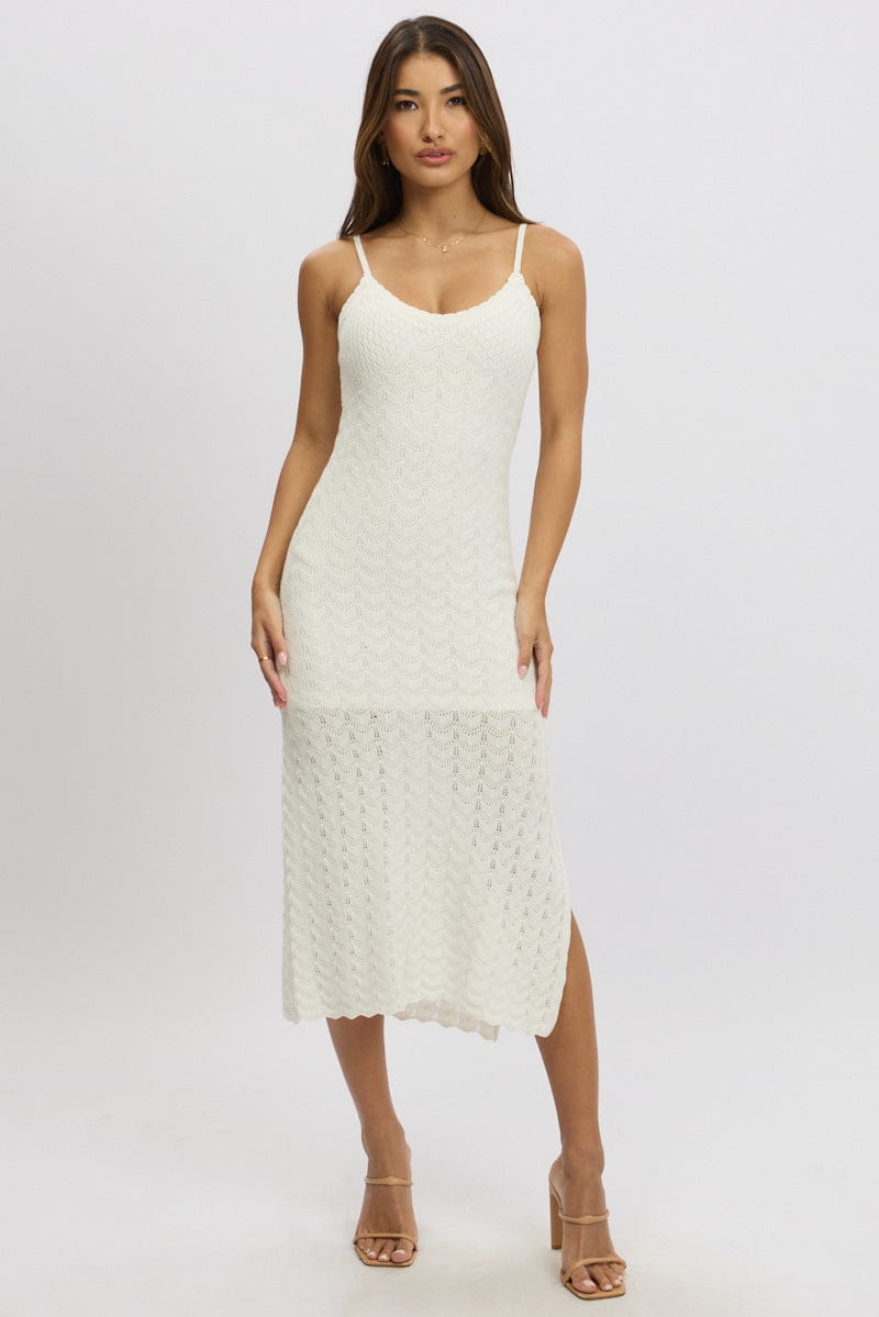 White Knit Dress Singlet Midi | Ally Fashion White Knit Dress Singlet Midi | Ally Fashion