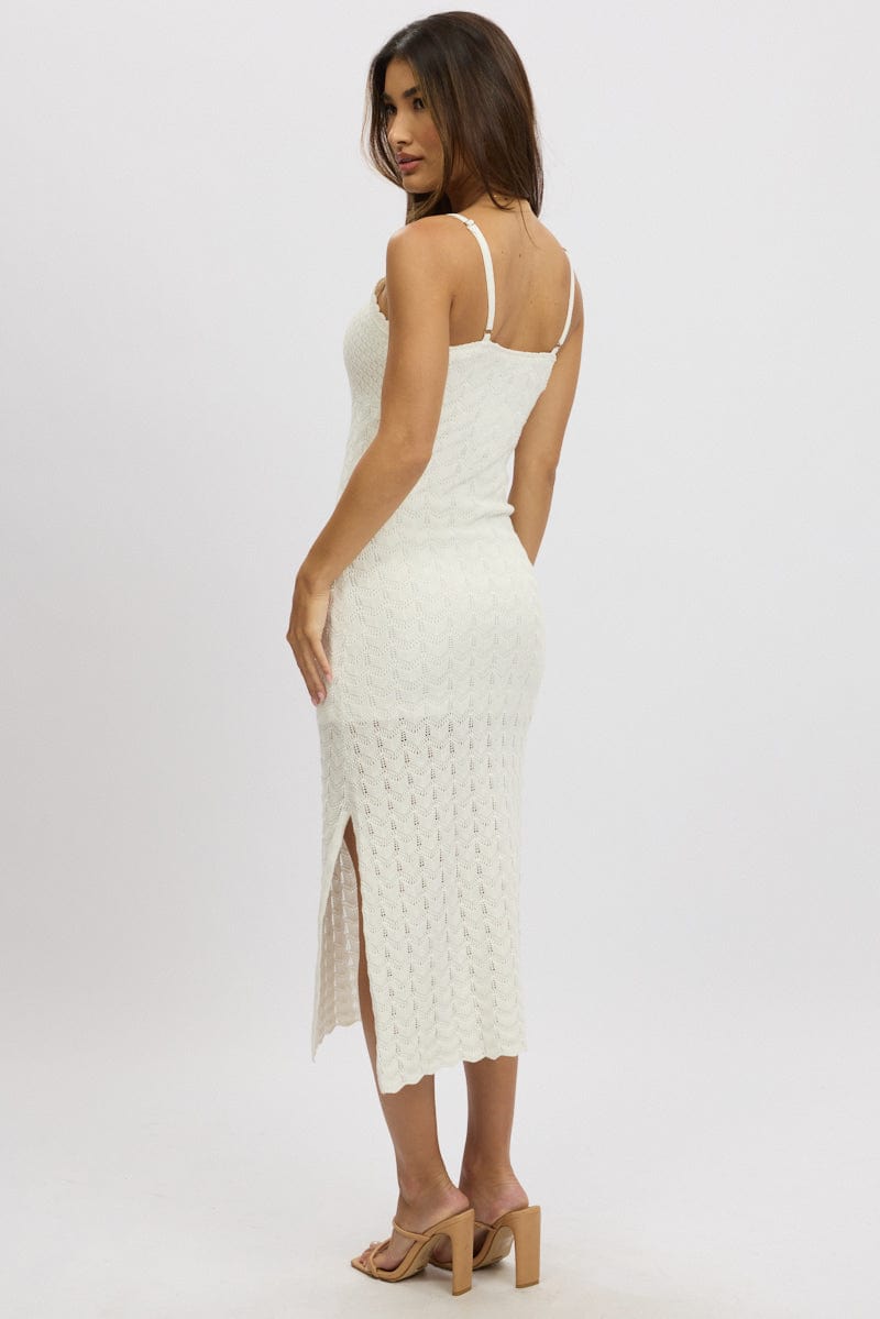 White Knit Dress Singlet Midi | Ally Fashion White Knit Dress Singlet Midi | Ally Fashion