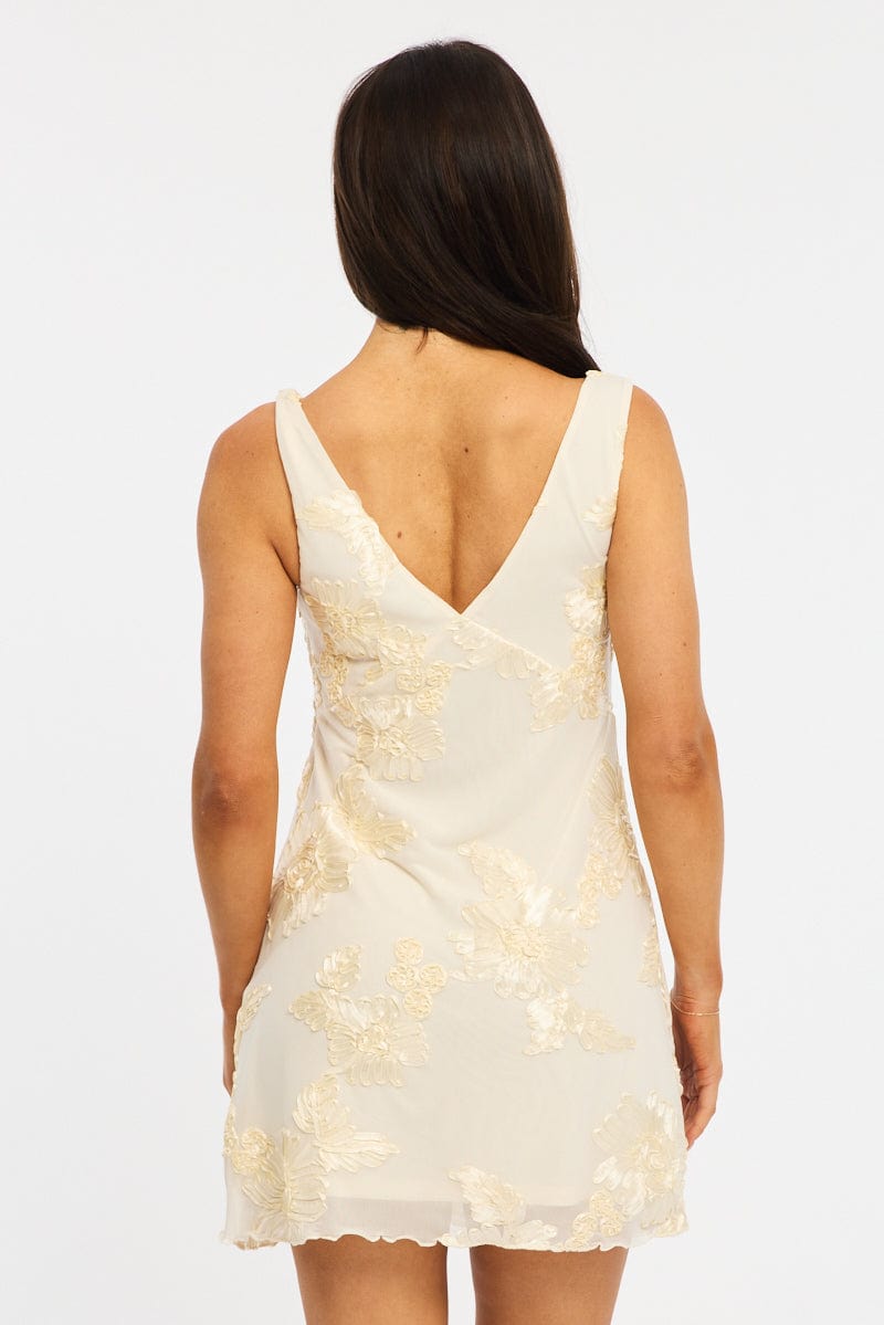 White A Line Mini Dress Sleeveless for Ally Fashion
