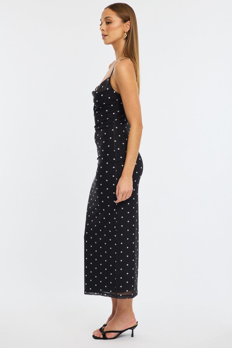 Black Polka Dot Bodycon Dress Polka Dot Cowl Neck Maxi | Ally Fashion Black Polka Dot Bodycon Dress Polka Dot Cowl Neck Maxi | Ally Fashion