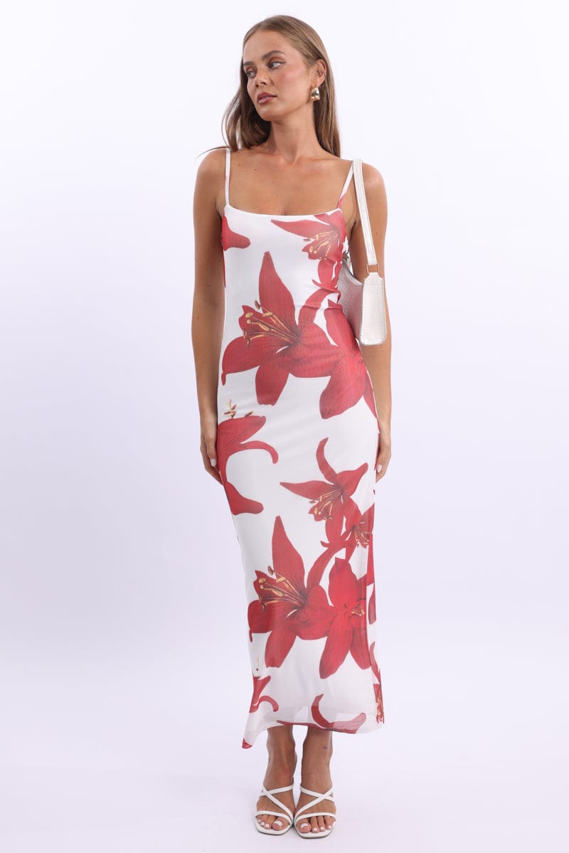White Floral Bodycon Dress Maxi Mesh Â for Ally Fashion