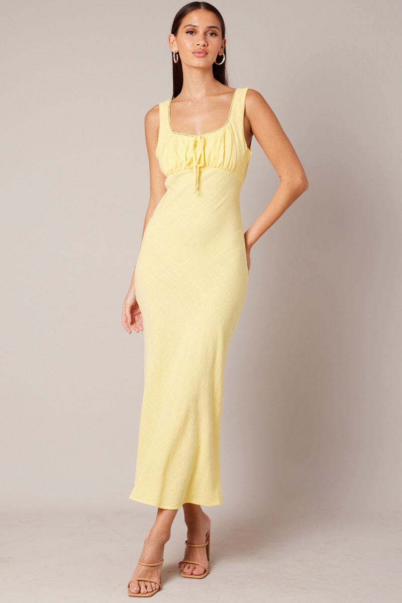 Yellow Maxi Dress Sleeveless for Ally Fashion