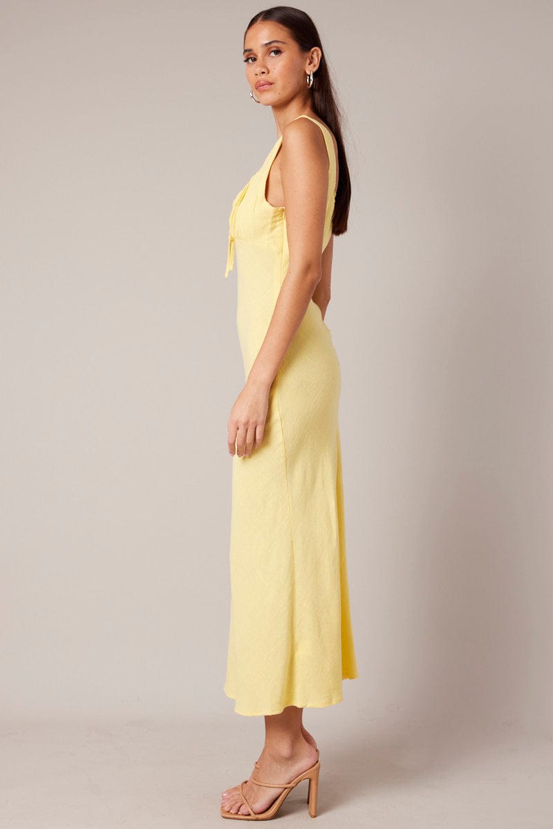 Yellow Maxi Dress Sleeveless for Ally Fashion