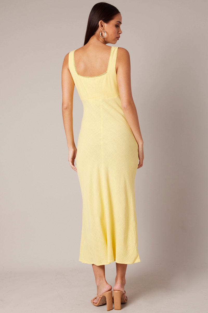 Yellow Maxi Dress Sleeveless for Ally Fashion