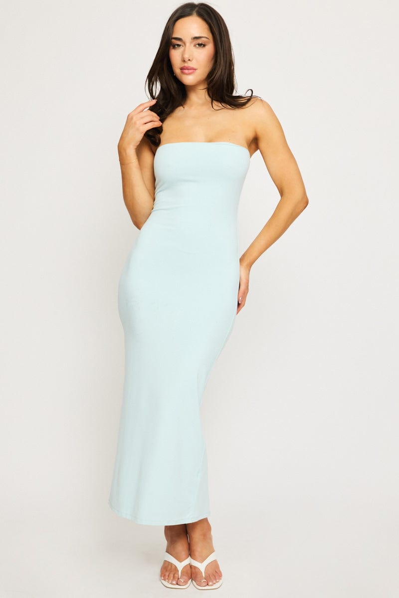 Blue Strapless Bodycon Dress for Ally Fashion