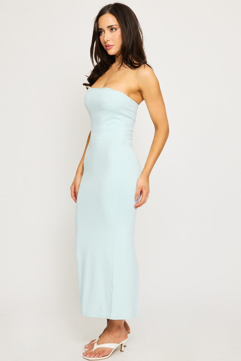 Blue Strapless Bodycon Dress for Ally Fashion