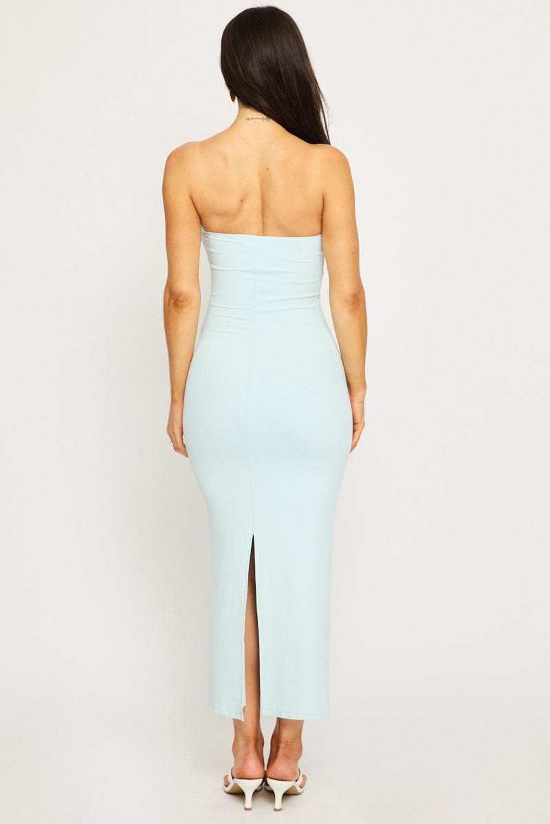 bright future ruched bodycon strappy mini dress in coral Karra Bodycon Strapless Gown | Royal Blue | Debs & Prom main image 1