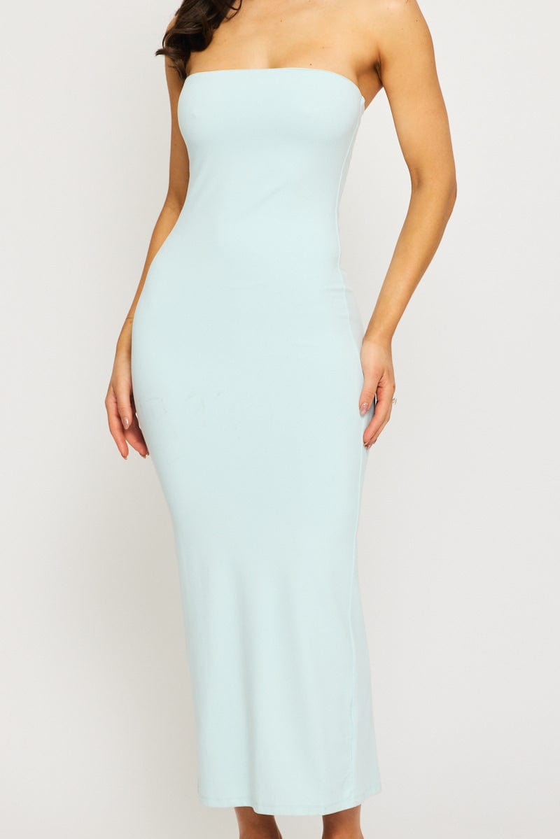 Blue Strapless Bodycon Dress for Ally Fashion
