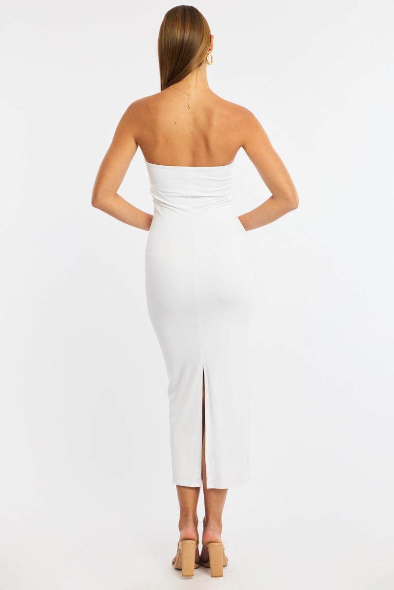 White Strapless Bodycon Dress | Ally Fashion
