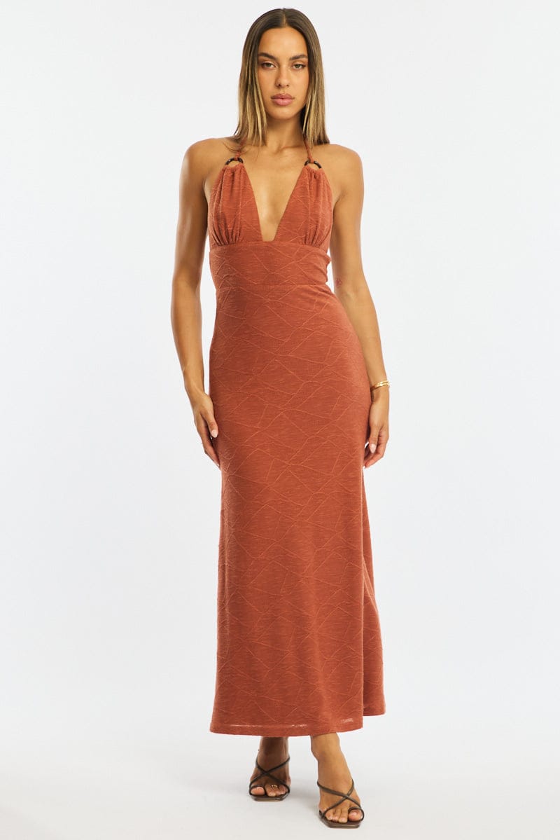 Orange Bodycon Dress Sleeveless for Ally Fashion