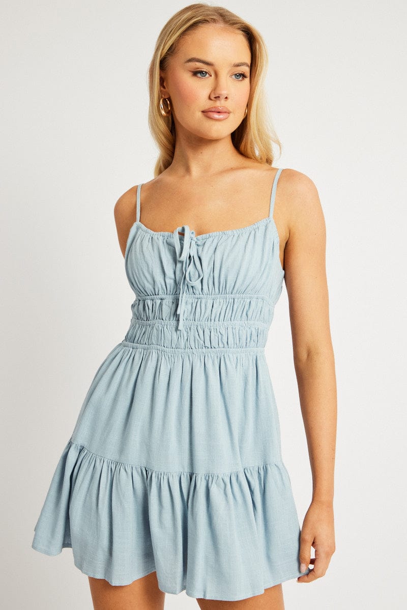 Blue Fit And Flare Dress Mini for Ally Fashion