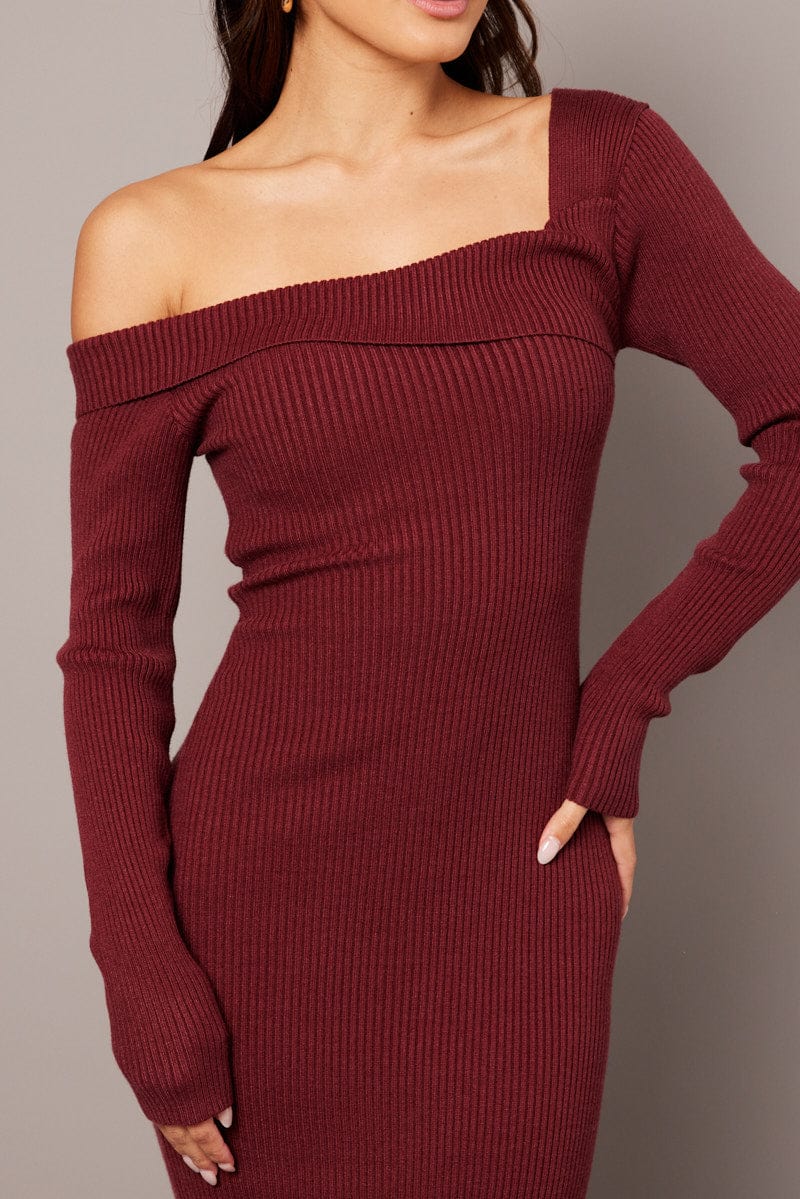Pink Knit Dress Long Sleeve for Ally Fashion
