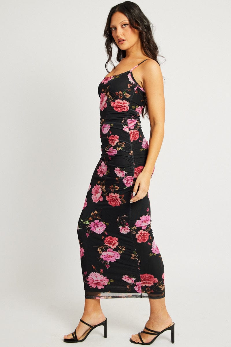 Black Floral Bodycon Dress Singlet Maxi Black Floral Bodycon Dress Singlet Maxi