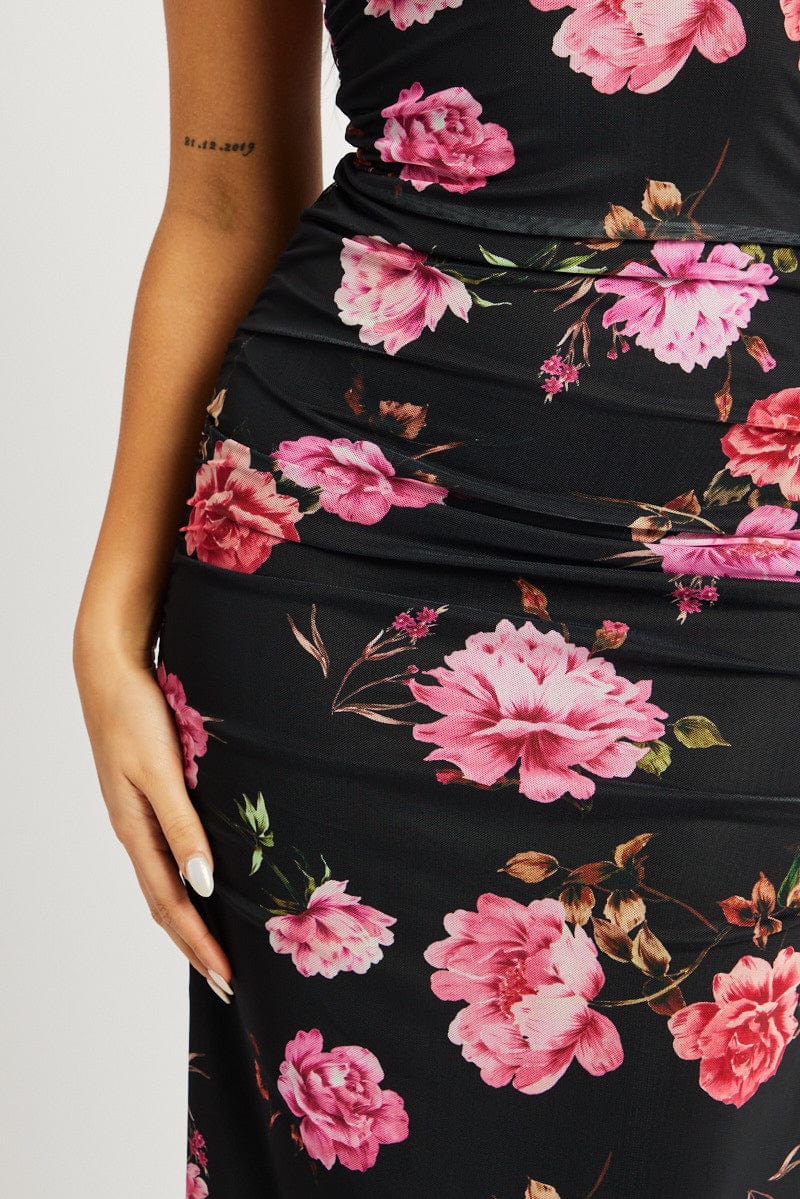Black Floral Bodycon Dress Singlet Maxi | Ally Fashion Black Floral Bodycon Dress Singlet Maxi | Ally Fashion