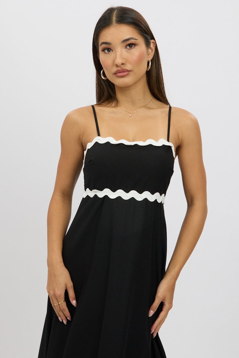 Black Maxi Dress Strappy Ric Rac for Ally Fashion