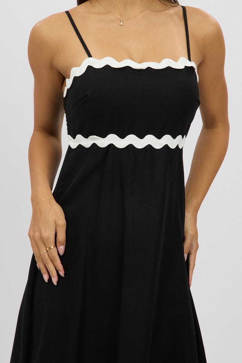 Black Maxi Dress Strappy Ric Rac for Ally Fashion