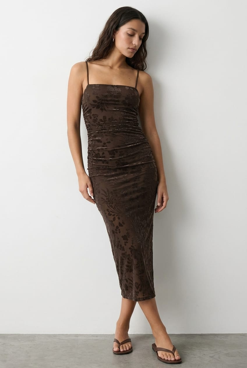 Brown Bodycon Dress Sleeveless for Ally Fashion