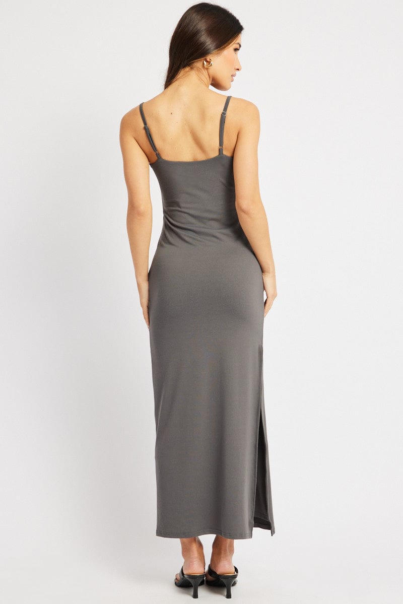 Grey Bodycon Dress Maxi Supersoft for Ally Fashion