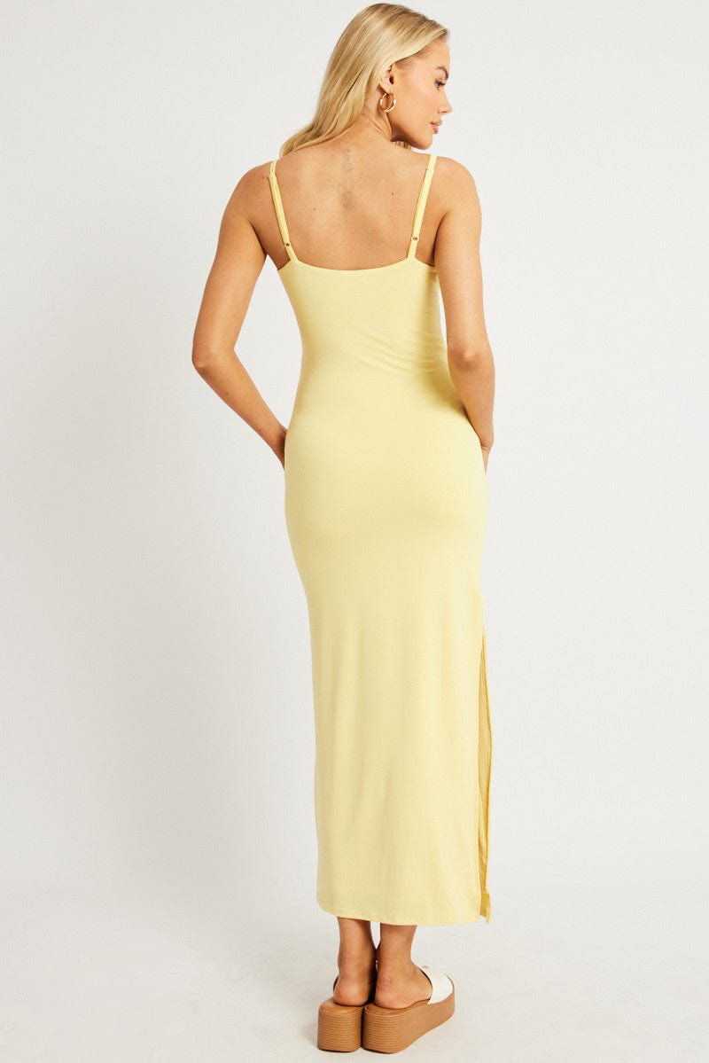 Yellow Bodycon Dress Maxi Supersoft for Ally Fashion