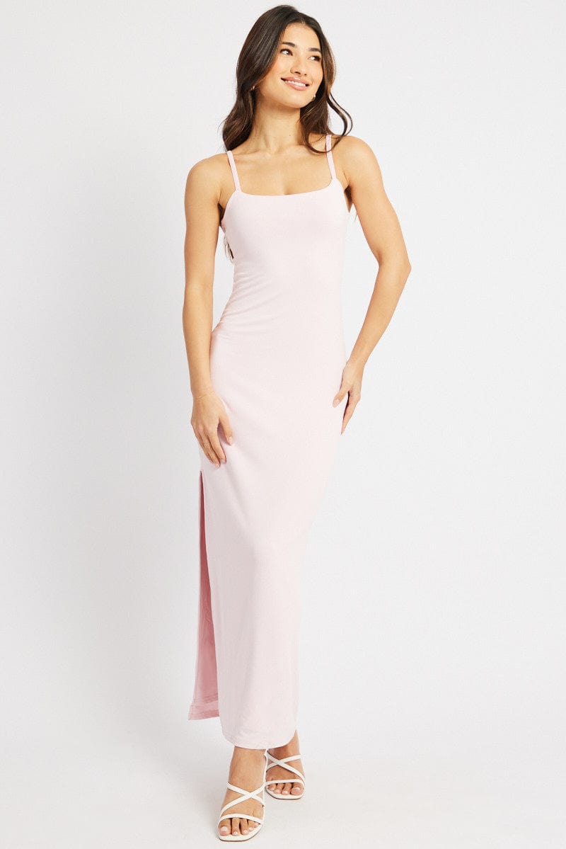 Pink Bodycon Dress Maxi Supersoft for Ally Fashion