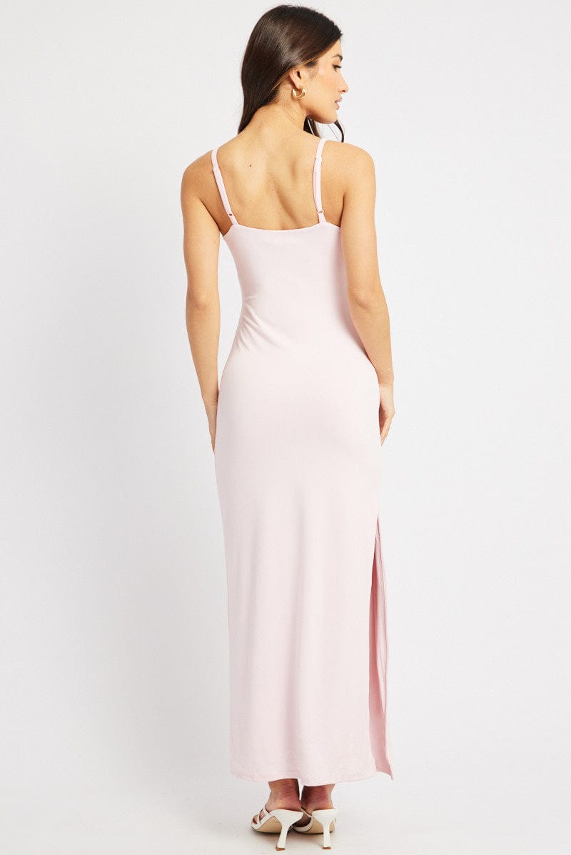 Pink Bodycon Dress Maxi Supersoft for Ally Fashion