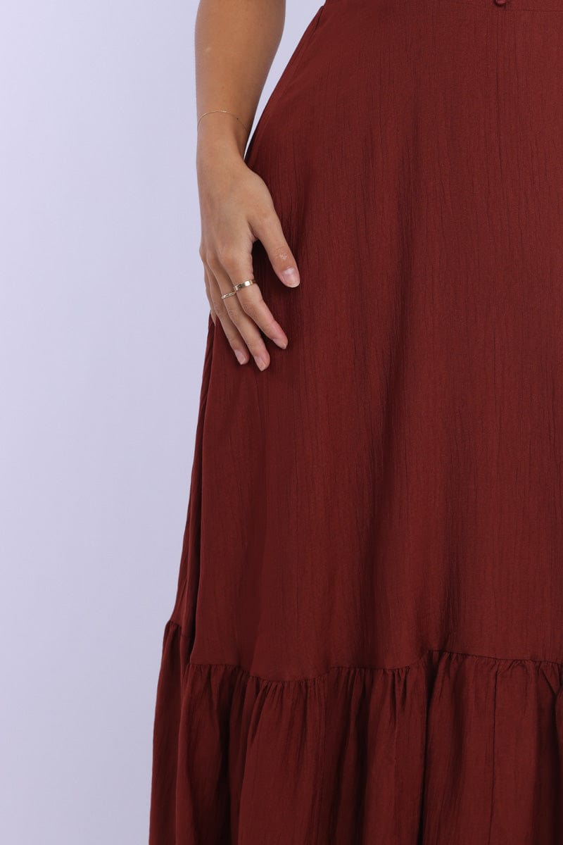 Red Maxi Dress Tiered | Ally Fashion Red Maxi Dress Tiered | Ally Fashion