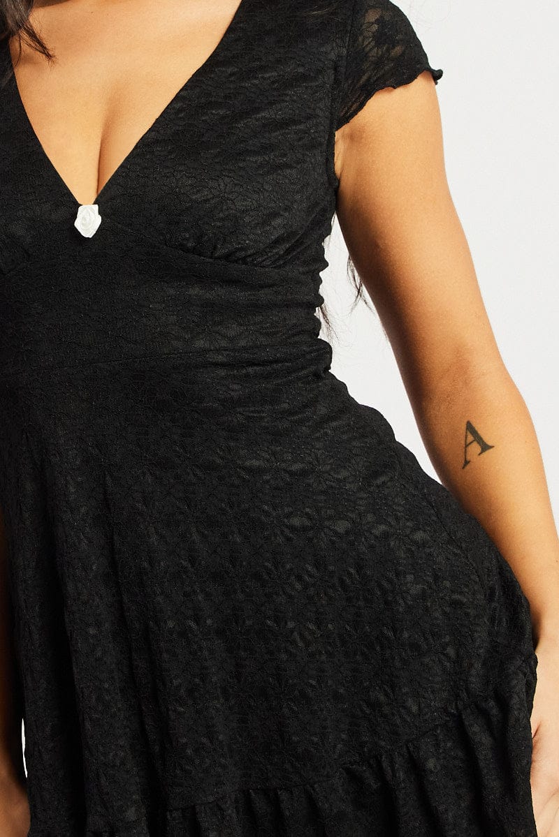 Black Mini Dress Lace | Ally Fashion Black Mini Dress Lace | Ally Fashion