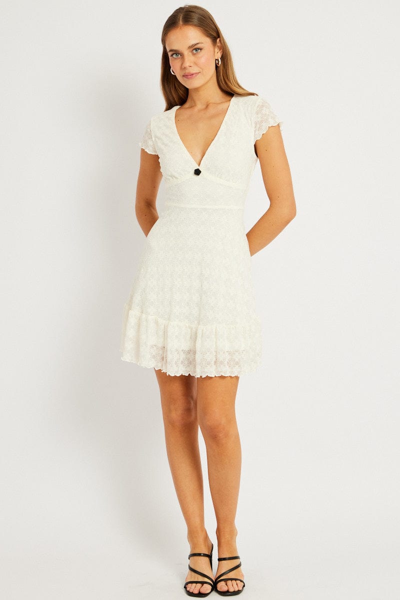 White Mini Dress Lace for Ally Fashion