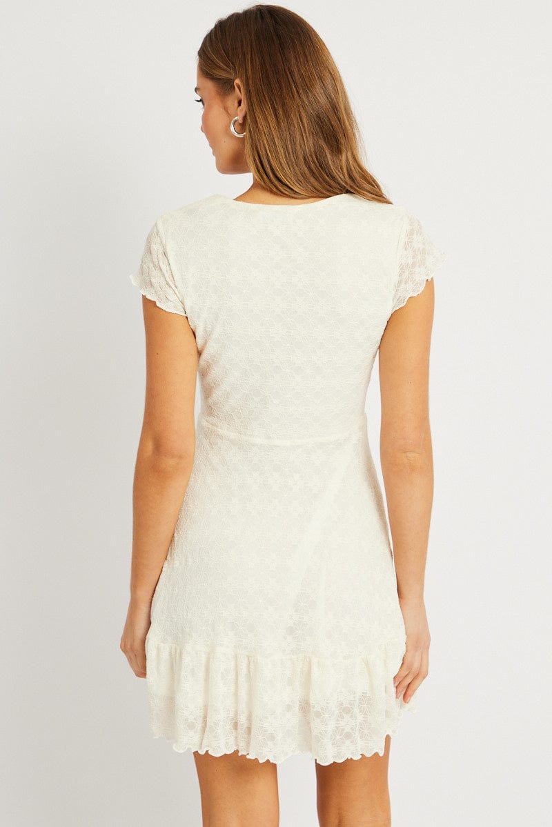 White Mini Dress Lace for Ally Fashion