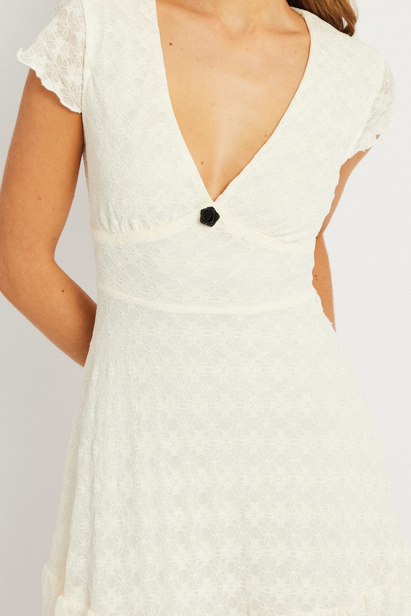 White Mini Dress Lace for Ally Fashion