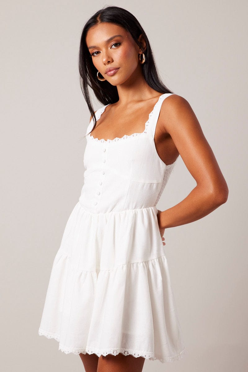White Fit And Flare Dress Mini for Ally Fashion