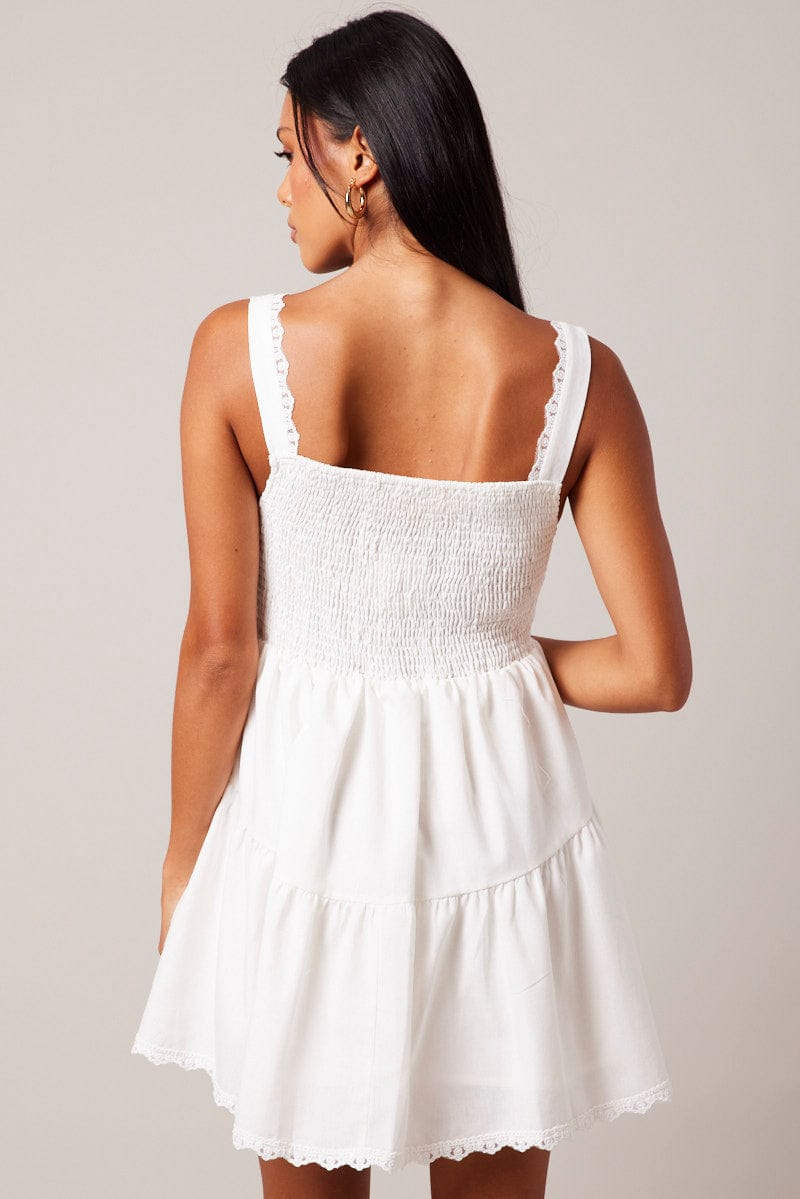 White Fit And Flare Dress Mini for Ally Fashion