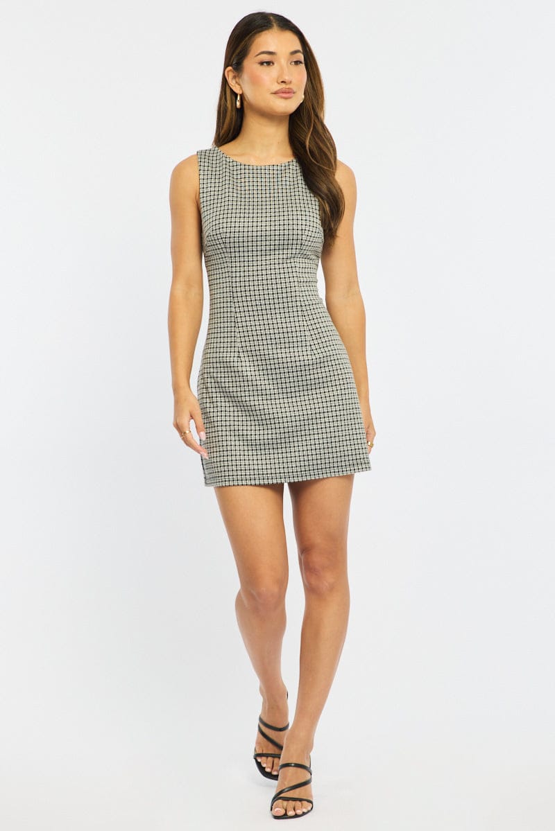 Black Check Bodycon Dress Mini Check | Ally Fashion Black Check Bodycon Dress Mini Check | Ally Fashion